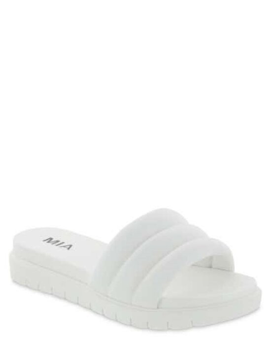 MIA Shoes - Mia Cimone Puffy Slip On Sandals Quilted Slides White Size 7 NEW